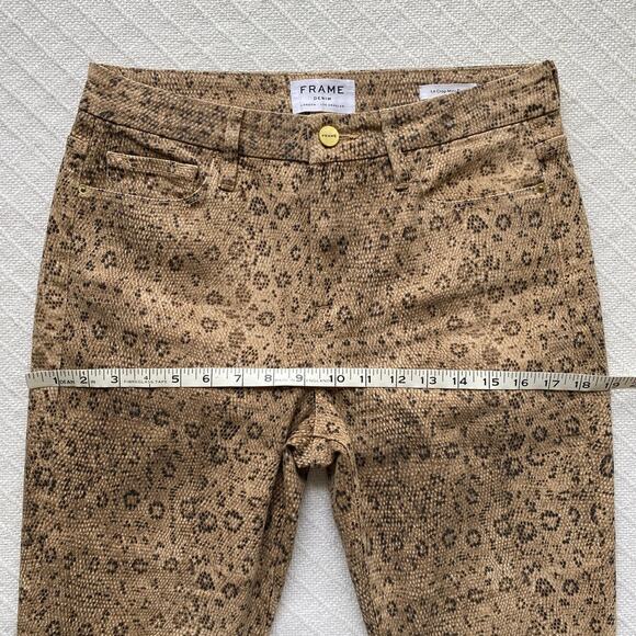 FRAME Le Crop Mini Boot Snake Print Jeans in Vanilla Multi Size 28 - Picture 14 of 14